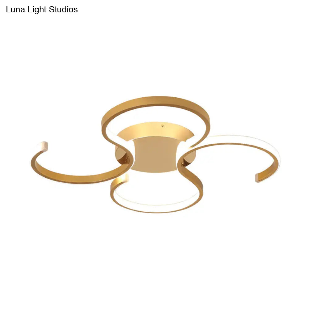 DecorBites™ DecorBites™ Modern Acrylic Gold LED Ceiling Light with Double S-Shape Flush Mount - Warm/White Light
