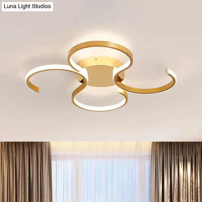DecorBites™ DecorBites™ Modern Acrylic Gold LED Ceiling Light with Double S-Shape Flush Mount - Warm/White Light