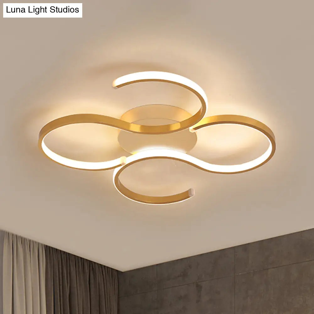 DecorBites™ DecorBites™ Modern Acrylic Gold LED Ceiling Light with Double S-Shape Flush Mount - Warm/White Light