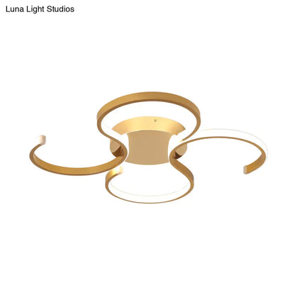 DecorBites™ DecorBites™ Modern Acrylic Gold LED Ceiling Light with Double S-Shape Flush Mount - Warm/White Light