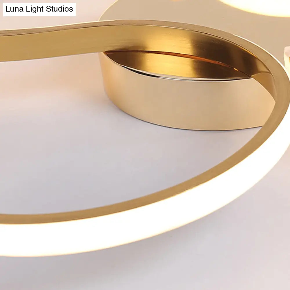 DecorBites™ DecorBites™ Modern Acrylic Gold LED Ceiling Light with Double S-Shape Flush Mount - Warm/White Light