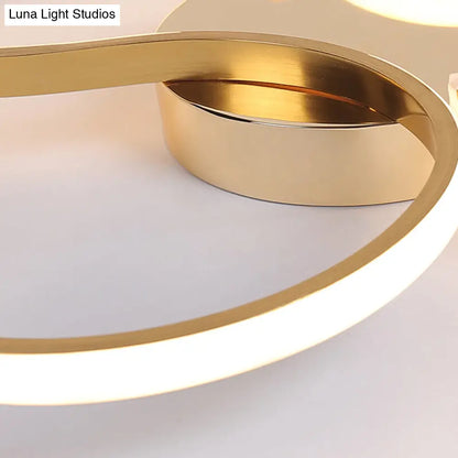 DecorBites™ DecorBites™ Modern Acrylic Gold LED Ceiling Light with Double S-Shape Flush Mount - Warm/White Light