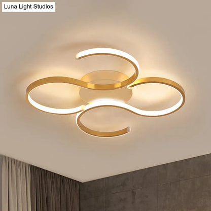 DecorBites™ DecorBites™ Modern Acrylic Gold LED Ceiling Light with Double S-Shape Flush Mount - Warm/White Light