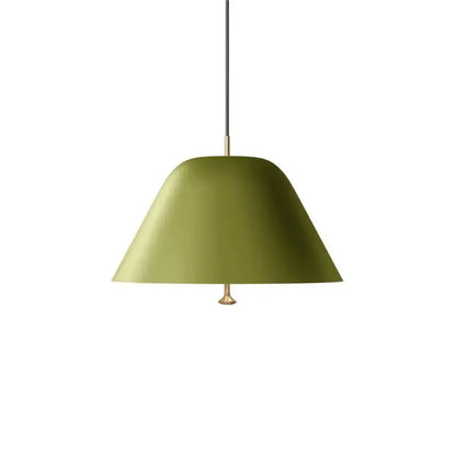 Modern olive green conical pendant lamp with brass accents for kitchen featuring decorbites acrylic green dimmable design