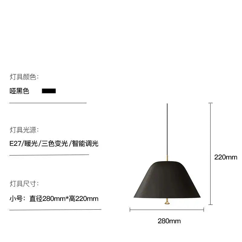 Black matte pendant lamp with conical shade and brass accents complements decorbites acrylic green dimmable lighting