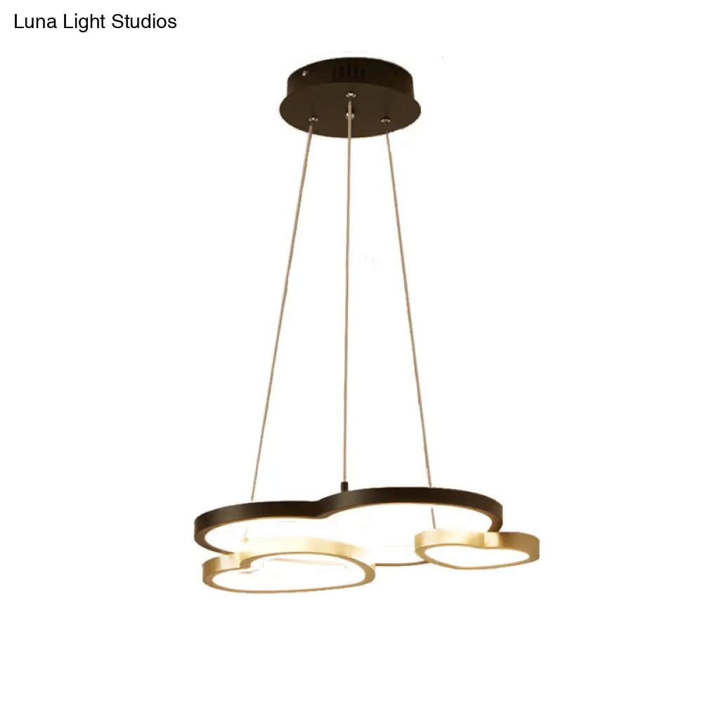 Lámpara colgante moderna de araña en forma de corazón de acrílico - Negra y dorada - Lámpara LED colgante de 3 luces