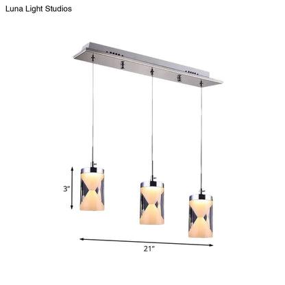 مصباح LED حديث من الأكريليك على شكل ساعة رملية - مجموعة كروم مع 3 لمبات - ضوء دافئ/أبيض