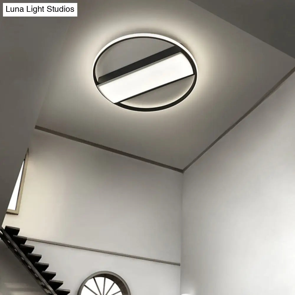 DecorBites™ DecorBites™ Modern Acrylic LED Ceiling Light for Stairway - Rectangle Flush Mount in Black or White, 16-24" Wide