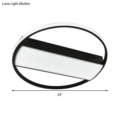 DecorBites™ DecorBites™ Modern Acrylic LED Ceiling Light for Stairway - Rectangle Flush Mount in Black or White, 16-24" Wide