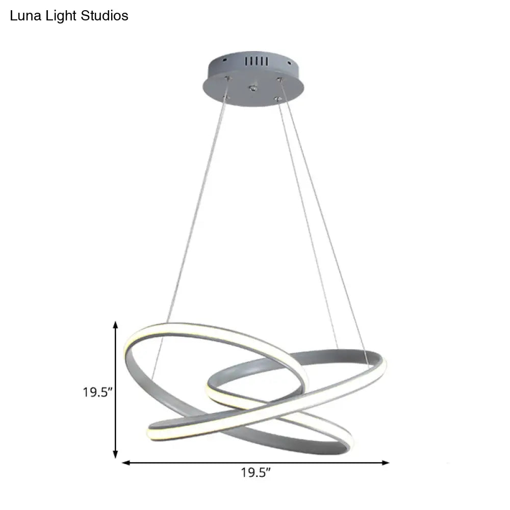 Lámpara de techo LED moderna de acrílico: Lámpara colgante curva sin juntas en luz blanca/cálida - Lámpara de techo gris
