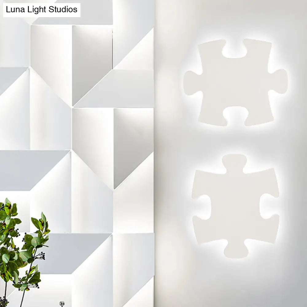 DecorBites™ DecorBites™ Modern Acrylic LED Wall Sconce - Black/White Jigsaw Design, Warm/White Light - Living Room