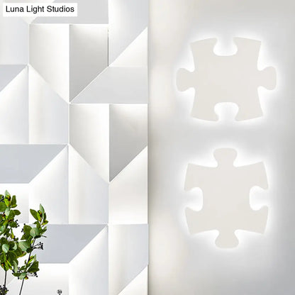 DecorBites™ DecorBites™ Modern Acrylic LED Wall Sconce - Black/White Jigsaw Design, Warm/White Light - Living Room