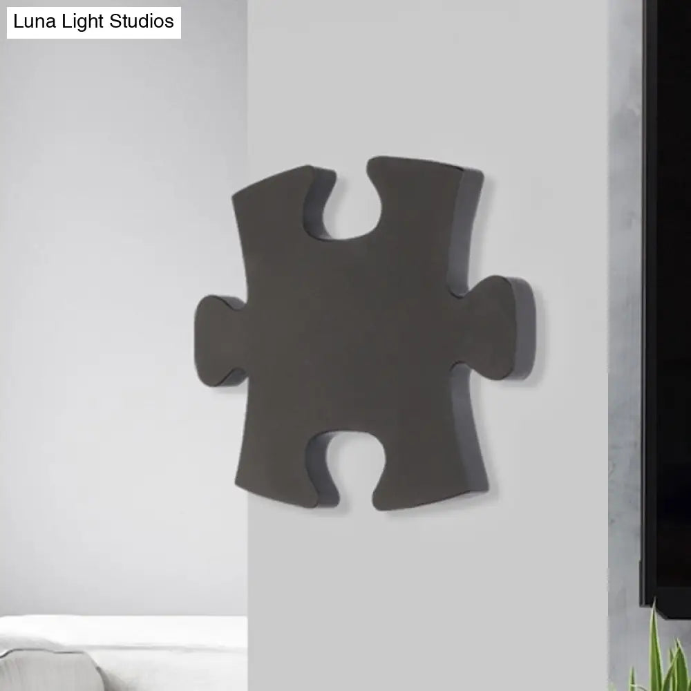 DecorBites™ DecorBites™ Modern Acrylic LED Wall Sconce - Black/White Jigsaw Design, Warm/White Light - Living Room