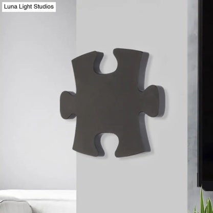 DecorBites™ DecorBites™ Modern Acrylic LED Wall Sconce - Black/White Jigsaw Design, Warm/White Light - Living Room