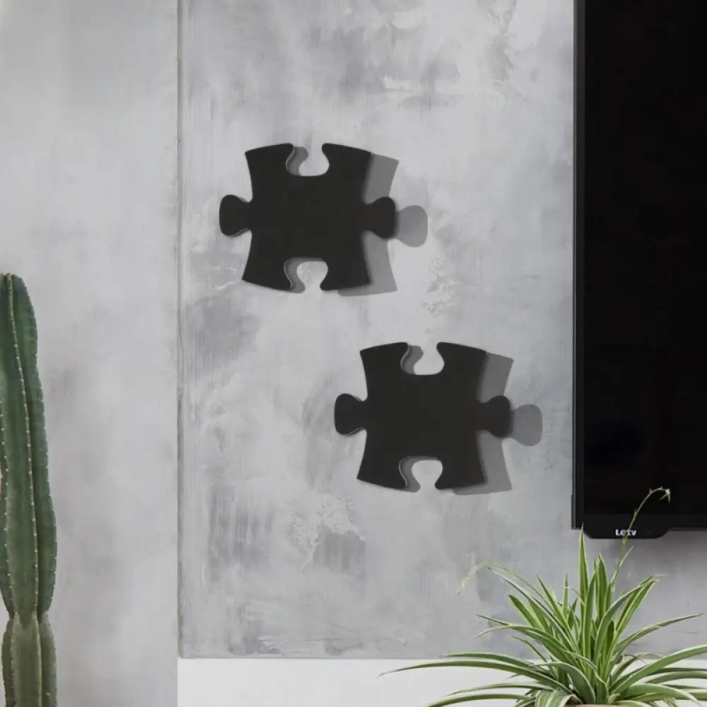 DecorBites™ DecorBites™ Modern Acrylic LED Wall Sconce - Black/White Jigsaw Design, Warm/White Light - Living Room