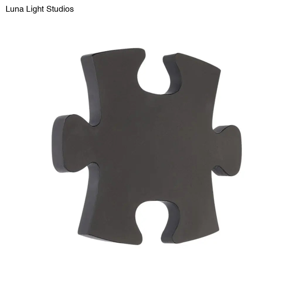 DecorBites™ DecorBites™ Modern Acrylic LED Wall Sconce - Black/White Jigsaw Design, Warm/White Light - Living Room