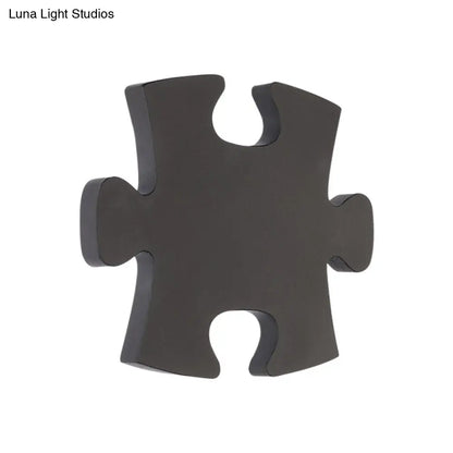 DecorBites™ DecorBites™ Modern Acrylic LED Wall Sconce - Black/White Jigsaw Design, Warm/White Light - Living Room