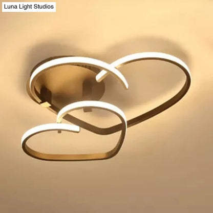 Lámpara de techo DecorBites™ moderna en forma de corazón, color marrón, de acrílico, para dormitorio infantil - Montaje empotrado