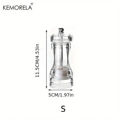 Clear glass acrylic manual pepper grinder with metallic top and base for kitchen spice mill decorbites acrylic manual design