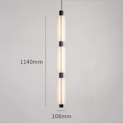 Modern acrylic minimalist pendant lights with three frosted glass cylinders and black metal rods for bedroom decorbites pendant lights