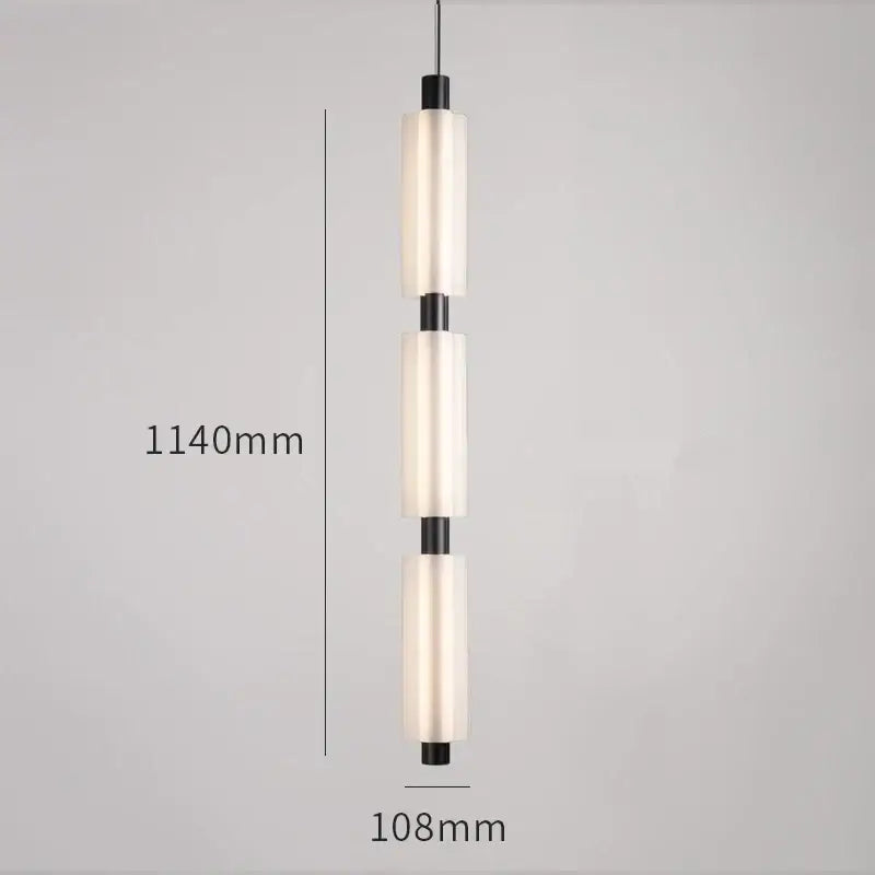 Modern acrylic minimalist pendant lights with three frosted glass cylinders and black metal rods for bedroom decorbites pendant lights
