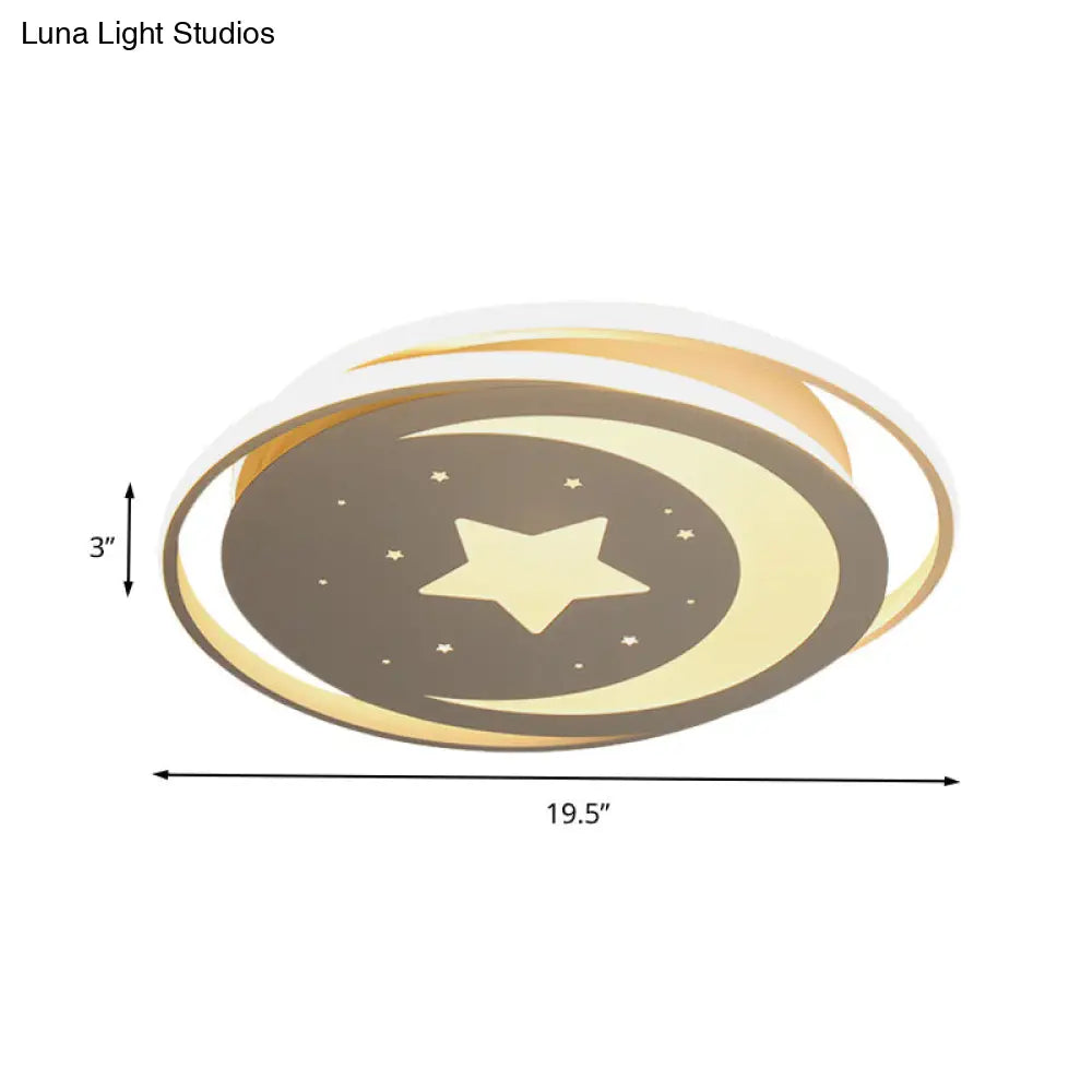 DecorBites™ DecorBites™ Modern Acrylic Moon and Stars LED Flush Mount Ceiling Light with White/Warm Light - 16"/19.5" Width
