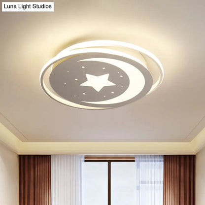 DecorBites™ DecorBites™ Modern Acrylic Moon and Stars LED Flush Mount Ceiling Light with White/Warm Light - 16"/19.5" Width