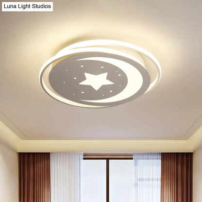 DecorBites™ DecorBites™ Modern Acrylic Moon and Stars LED Flush Mount Ceiling Light with White/Warm Light - 16"/19.5" Width