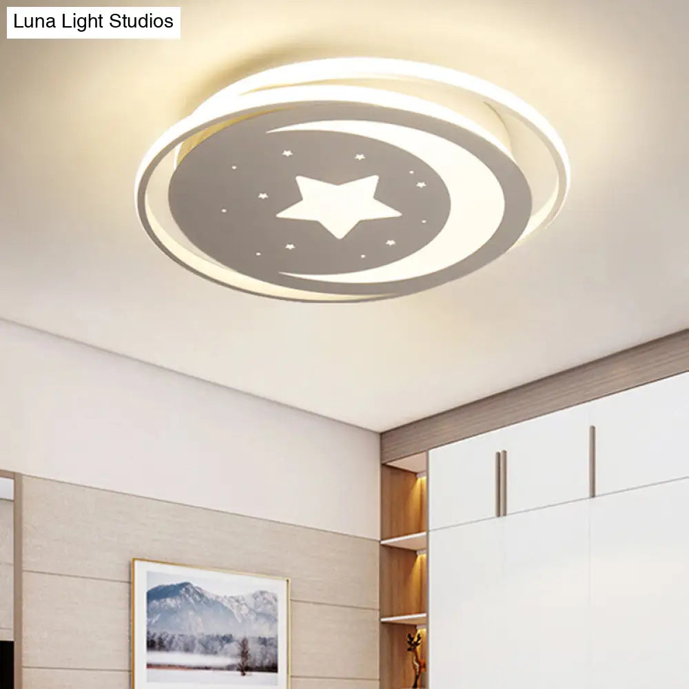 DecorBites™ DecorBites™ Modern Acrylic Moon and Stars LED Flush Mount Ceiling Light with White/Warm Light - 16"/19.5" Width