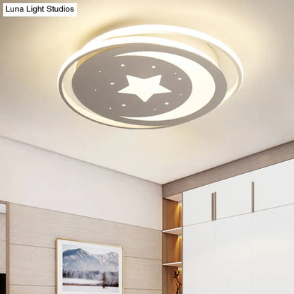 DecorBites™ DecorBites™ Modern Acrylic Moon and Stars LED Flush Mount Ceiling Light with White/Warm Light - 16"/19.5" Width