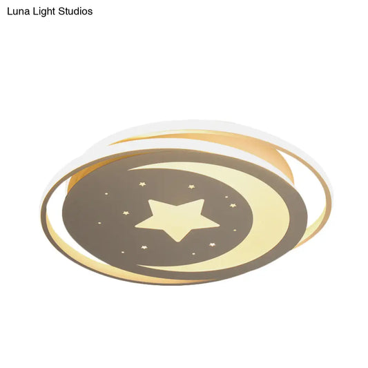 DecorBites™ DecorBites™ Modern Acrylic Moon and Stars LED Flush Mount Ceiling Light with White/Warm Light - 16"/19.5" Width