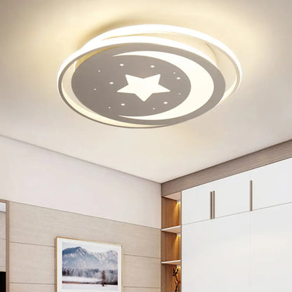 DecorBites™ DecorBites™ Modern Acrylic Moon and Stars LED Flush Mount Ceiling Light with White/Warm Light - 16"/19.5" Width