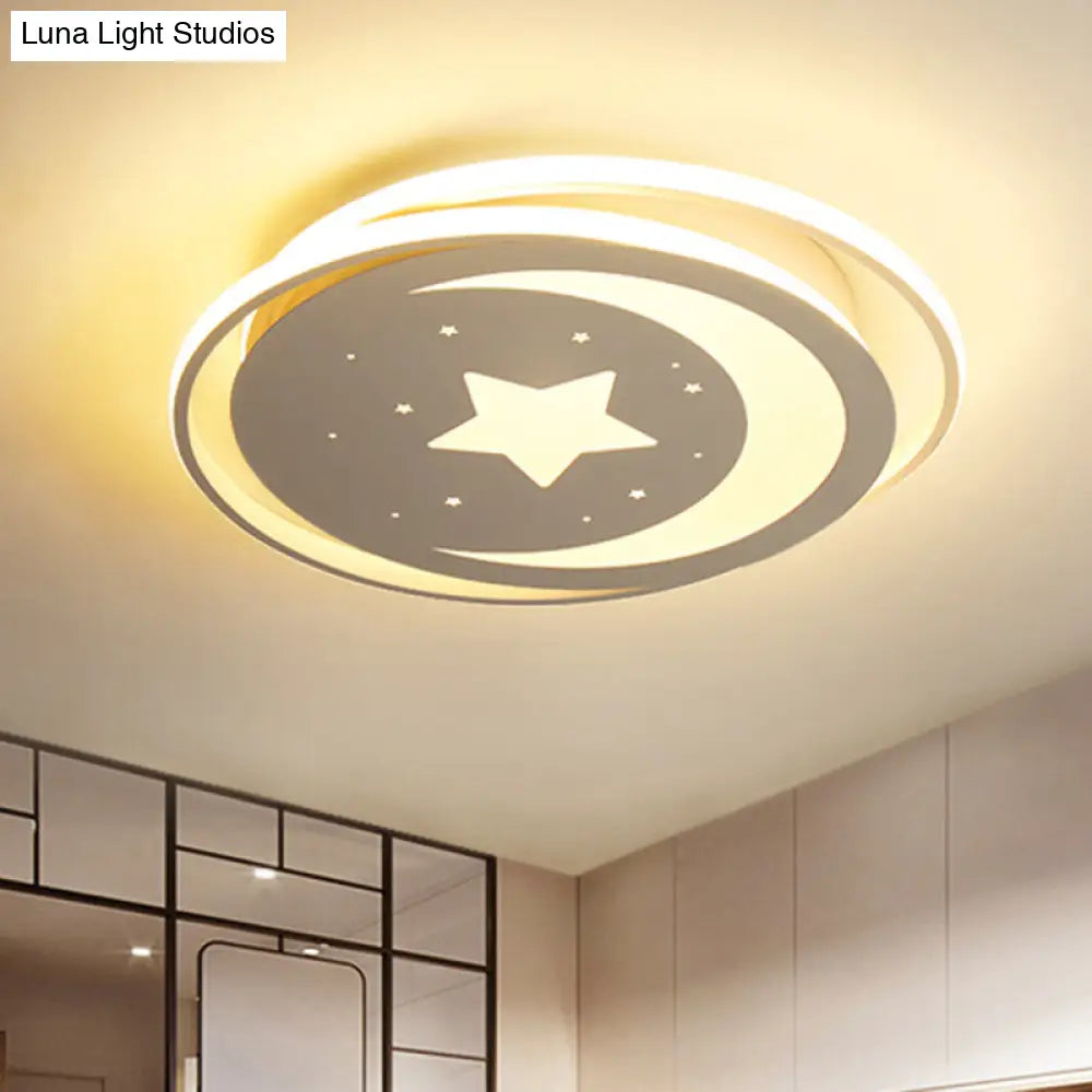 DecorBites™ DecorBites™ Modern Acrylic Moon and Stars LED Flush Mount Ceiling Light with White/Warm Light - 16"/19.5" Width