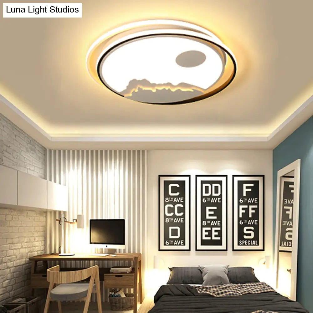 DecorBites™ DecorBites™ Modern Acrylic Mountain Sun LED Ceiling Mount Light - White Light Fixture for Kid's Bedrooms