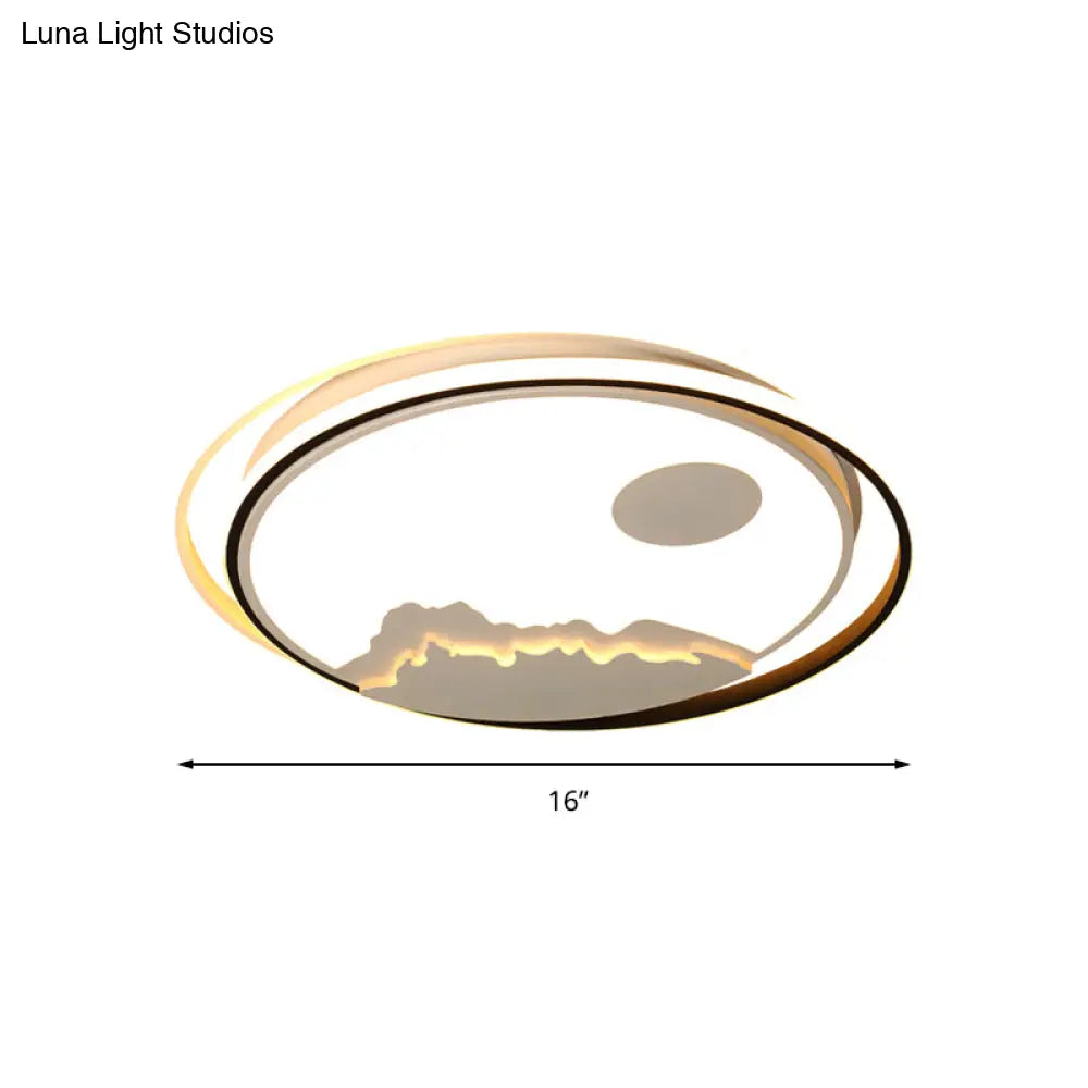 DecorBites™ DecorBites™ Modern Acrylic Mountain Sun LED Ceiling Mount Light - White Light Fixture for Kid's Bedrooms