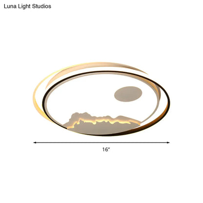 DecorBites™ DecorBites™ Modern Acrylic Mountain Sun LED Ceiling Mount Light - White Light Fixture for Kid's Bedrooms