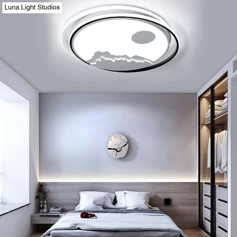 DecorBites™ DecorBites™ Modern Acrylic Mountain Sun LED Ceiling Mount Light - White Light Fixture for Kid's Bedrooms