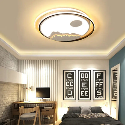 DecorBites™ DecorBites™ Modern Acrylic Mountain Sun LED Ceiling Mount Light - White Light Fixture for Kid's Bedrooms