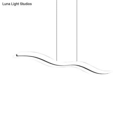 Modern Acrylic Pendant LED Ceiling Light with Wave Design for Island - Warm/White/Natural Lighting