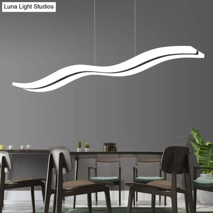 Modern Acrylic Pendant LED Ceiling Light with Wave Design for Island - Warm/White/Natural Lighting