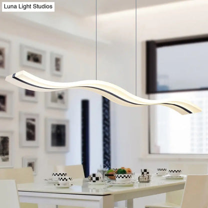 Modern Acrylic Pendant LED Ceiling Light with Wave Design for Island - Warm/White/Natural Lighting