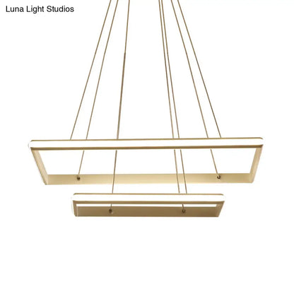 Lámpara de araña rectangular moderna de acrílico: diseño escalonado, 3 luces, LED blanco/negro, luz blanca/cálida