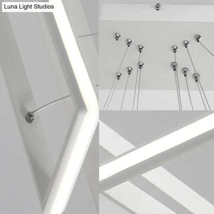 Lámpara de araña rectangular moderna de acrílico: diseño escalonado, 3 luces, LED blanco/negro, luz blanca/cálida