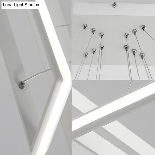 Lámpara de araña rectangular moderna de acrílico: diseño escalonado, 3 luces, LED blanco/negro, luz blanca/cálida