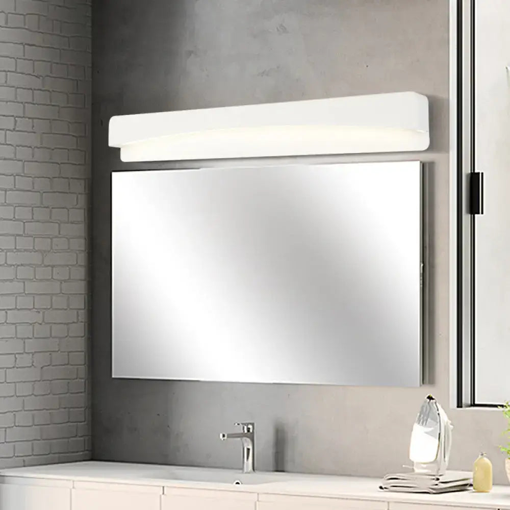 Modern acrylic rectangular vanity light fixture with a sleek silver frame and integrated white led light bar for bathroom