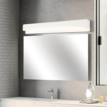 Modern acrylic rectangular vanity light fixture with a sleek silver frame and integrated white led light bar for bathroom