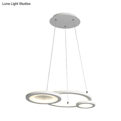 Lámpara colgante redonda moderna de acrílico con LED, acabado blanco/gris para comedor en luz blanca/cálida