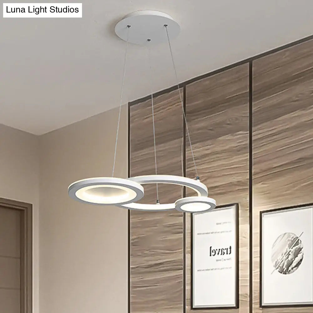 Lámpara colgante redonda moderna de acrílico con LED, acabado blanco/gris para comedor en luz blanca/cálida