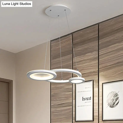 Lámpara colgante redonda moderna de acrílico con LED, acabado blanco/gris para comedor en luz blanca/cálida