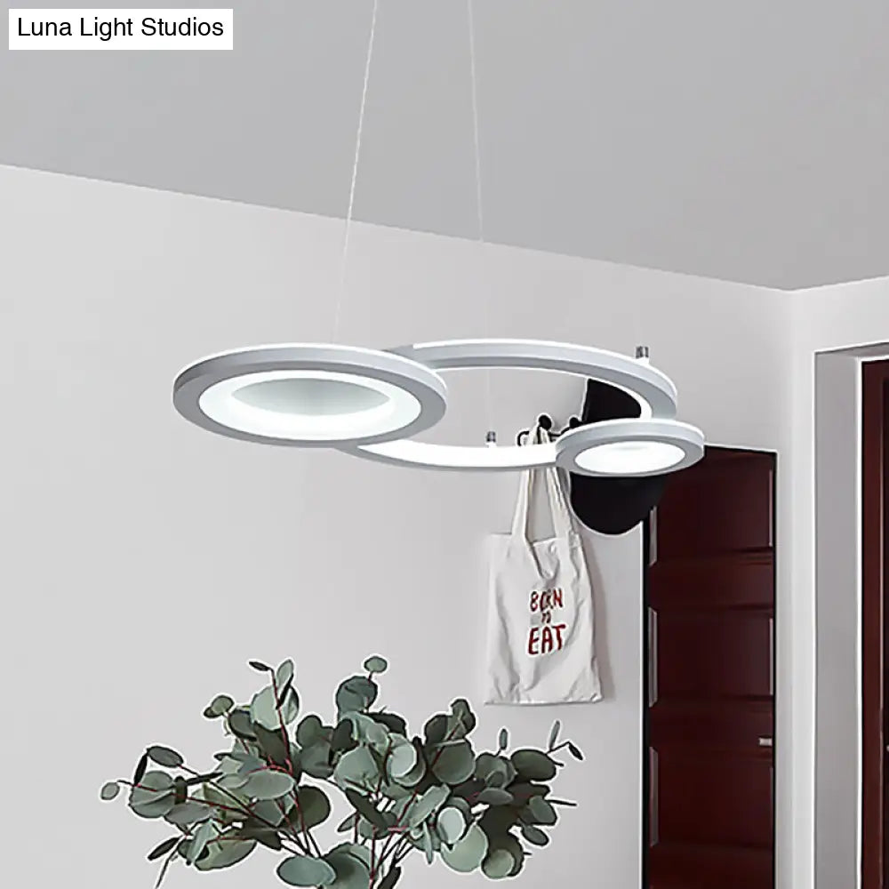 Lámpara colgante redonda moderna de acrílico con LED, acabado blanco/gris para comedor en luz blanca/cálida